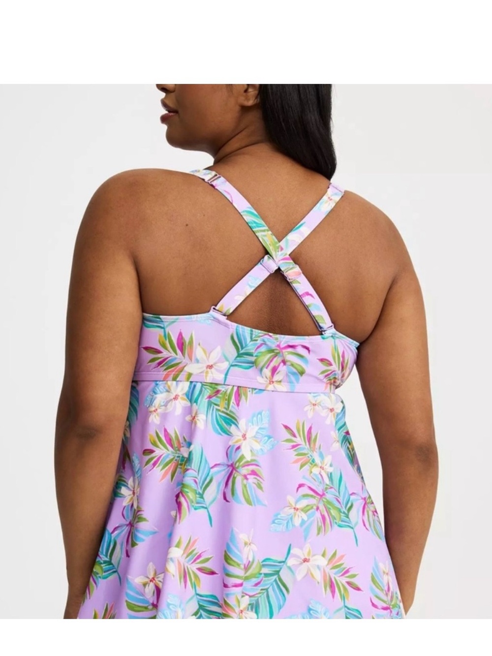 Woman’s size 2x torrid Lavender Tropical Floral Tankini Top - Picture 2 of 14